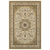 1' X 3' Ivory Beige Machine Woven Oriental Indoor Area Rug